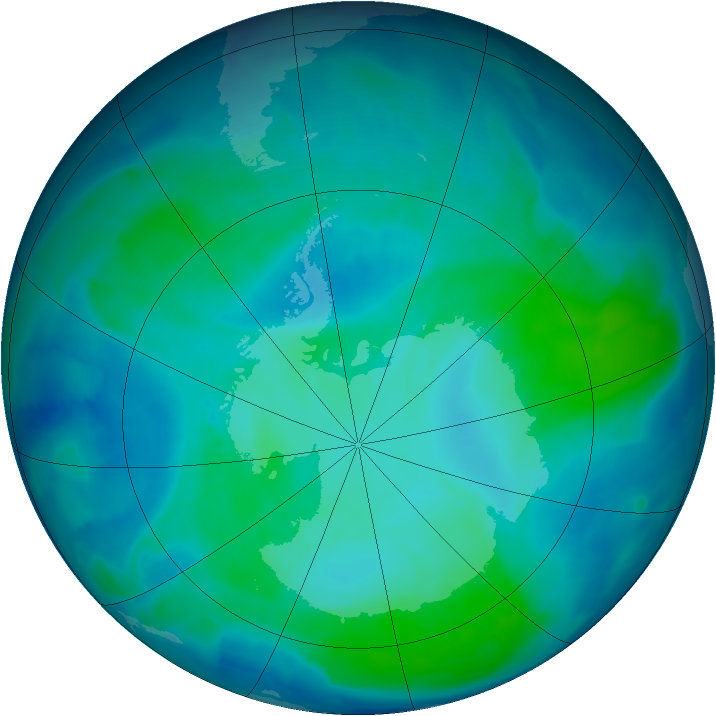 Antarctic ozone map for 27 January 2009